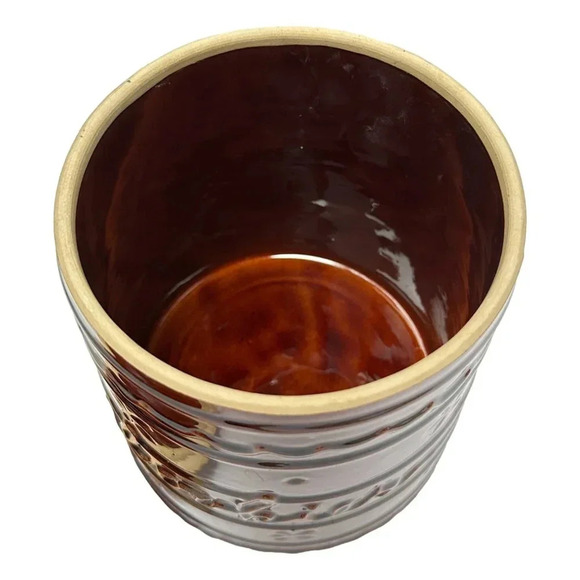 Cookie Jar Marcrest Brown Ceramic Vintage 10 inch Daisy Dot Pattern Vintage  MCM - Picture 6 of 13